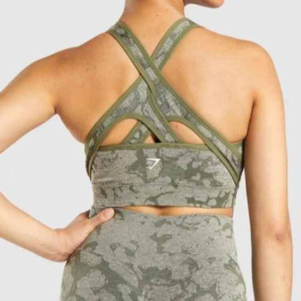 Gymshark Adapt Camo Green Seamless Sports Bra